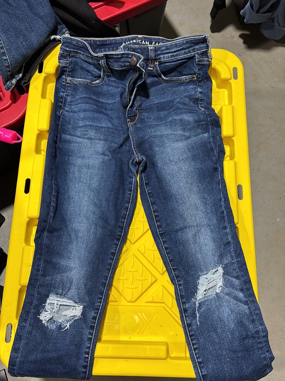 American Eagle Outfitters Dark Blue Ripped Skinny Jeans